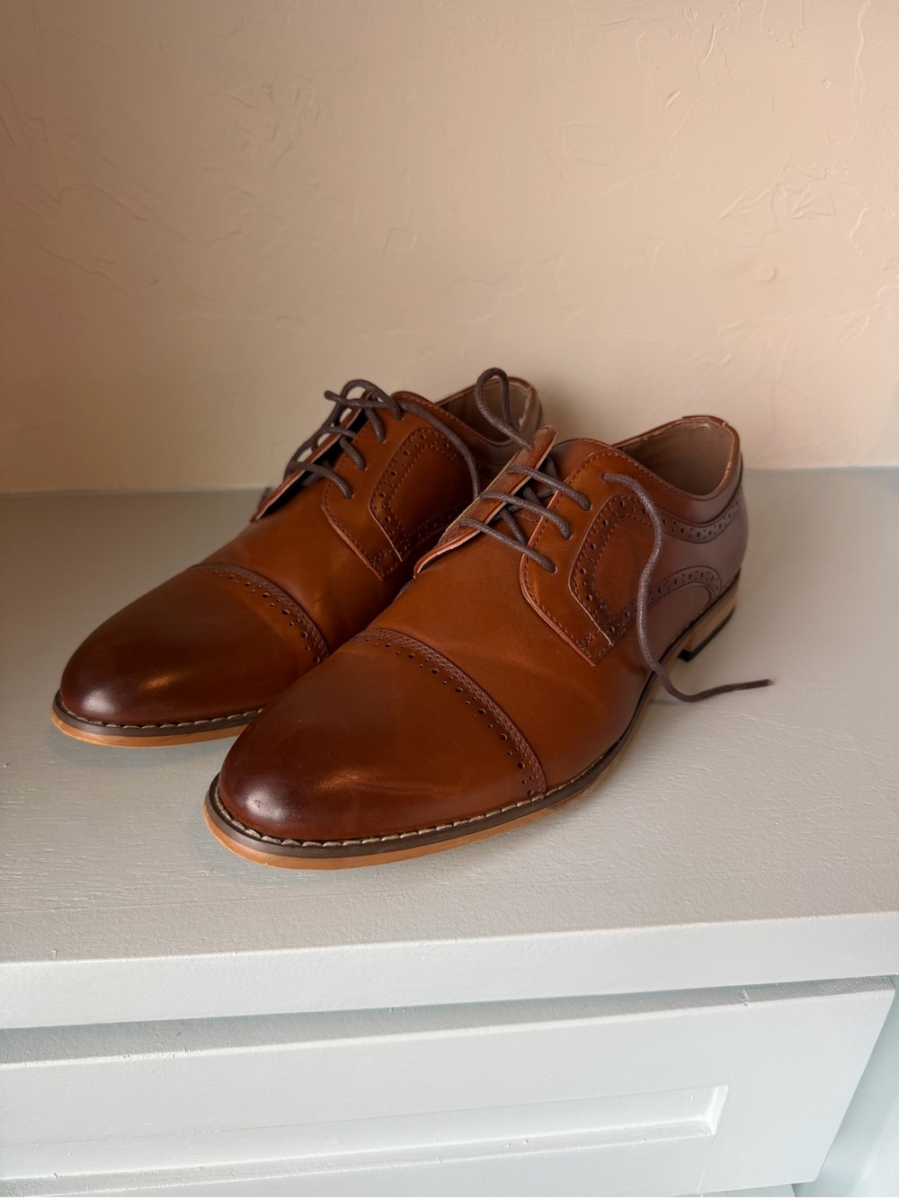 Stacy Adams Boys' cognac Brown Dress Shoes